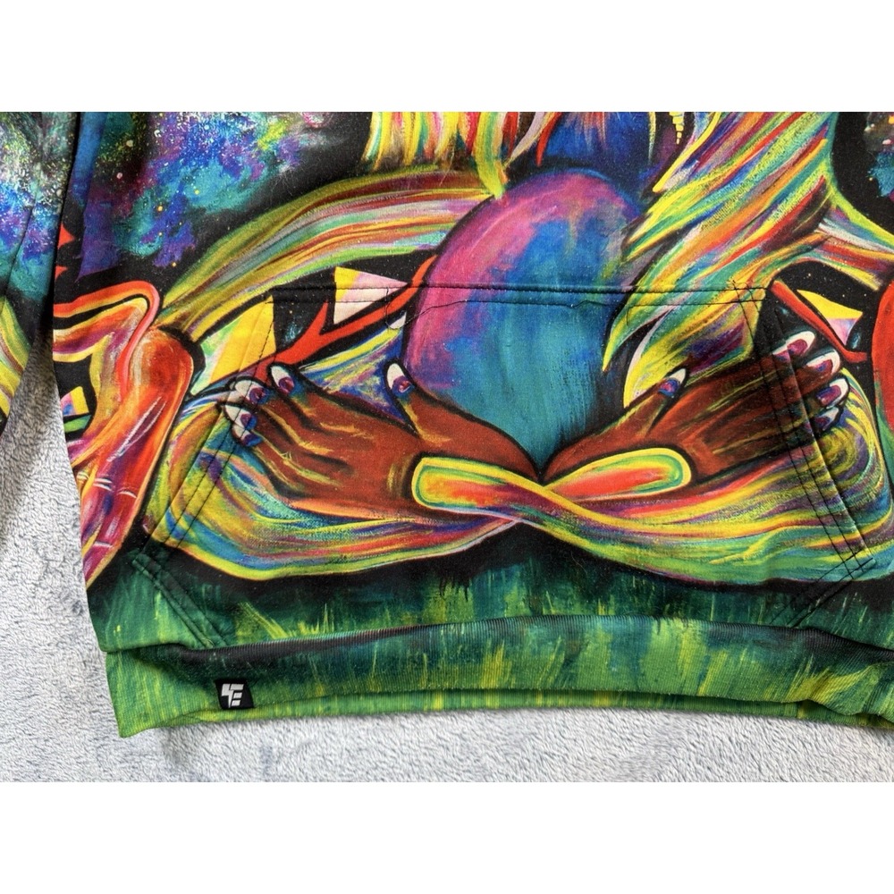 Electro Threads Rafiki Mandrill Hoodie Psychedelic Rave Large All Over Print - Picture 8 of 8